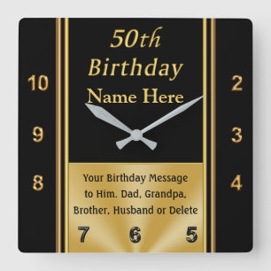 50パーソナライズされた番目の誕生日プレゼント スクエア壁時計
