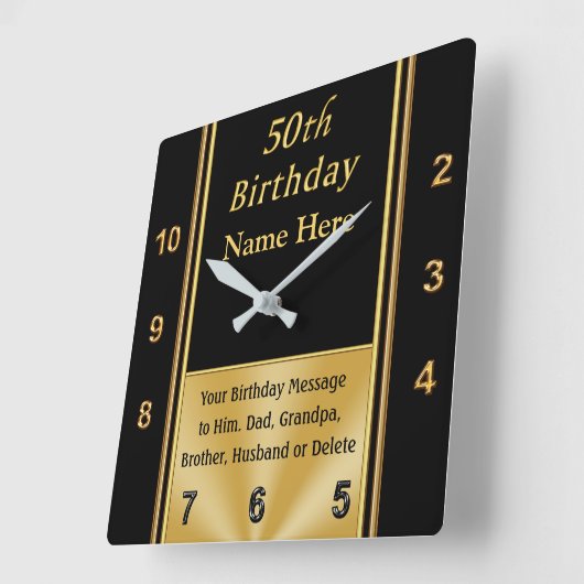 50パーソナライズされた番目の誕生日プレゼント スクエア壁時計 (傾斜)