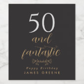 50パーソナライズされた番目の誕生日ワインラベル ワインラベル (シングルラベル)