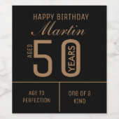 50パーソナライズされた番目の誕生日ワインラベル ワインラベル (シングルラベル)