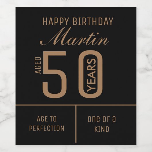 50パーソナライズされた番目の誕生日ワインラベル ワインラベル (シングルラベル)