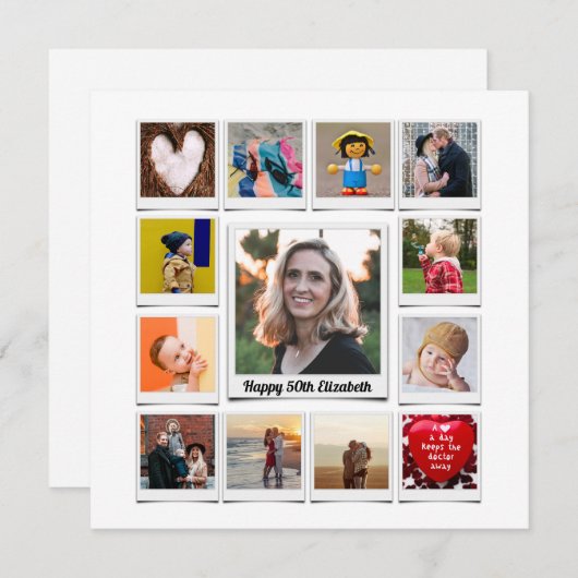 50パーソナライズされた番目の誕生日写真テンプレートモダン (正面/裏面)