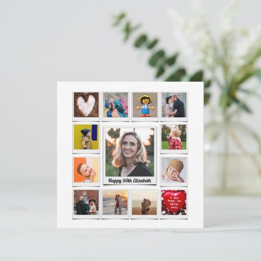 50パーソナライズされた番目の誕生日写真テンプレートモダン (スタンド正面)