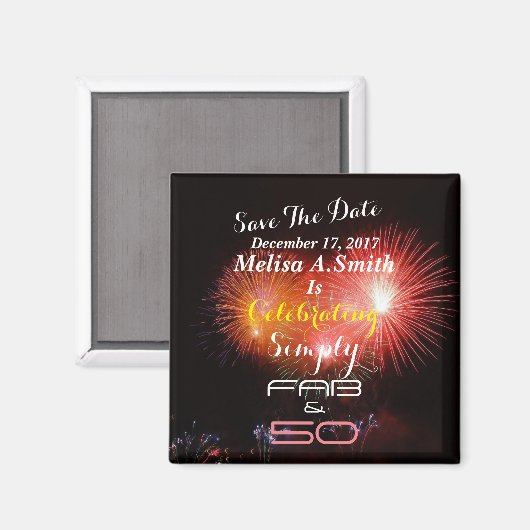 50パーソナライズされた番目の誕生日名と日付 –  マグネット (正面/裏面)