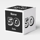50パーソナライズされた番目の誕生日白黒優先ボックス フェイバーボックス (正面サイド)