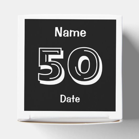 50パーソナライズされた番目の誕生日白黒優先ボックス フェイバーボックス (上部)