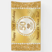 50パーソナライズされた番誕生日ゴールデン 横断幕 (縦)