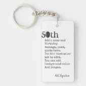 50パーソナライズされた番誕生日詩，引用文,ことわざ キーホルダー (正面)