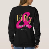 50パーソナライズされた素晴らしい50誕生日ホットピンク スウェットシャツ (裏面)