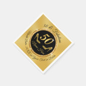 50パーソナライズされた誕生日ナプキンズブラック&金ゴールド スタンダードカクテルナプキン (角)