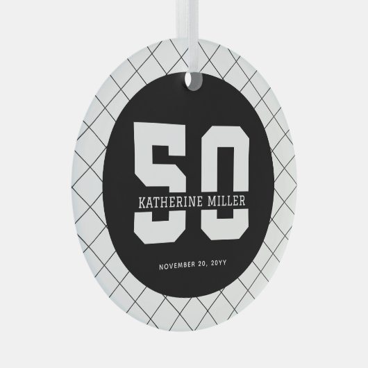 50パーソナライズされた誕生日モダン及びエレガント ガラスオーナメント (正面右)