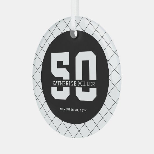 50パーソナライズされた誕生日モダン及びエレガント ガラスオーナメント (正面左)