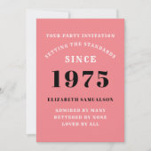 50パーソナライズされた誕生日名前をピンクに追加 招待状 (正面)