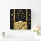 50パーソナライズされた誕生日雌のギフトアイディア スクエア壁時計 (ホーム)