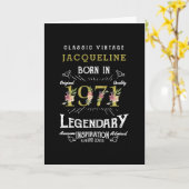 50パーソナライズされた誕生日1971レトロ金ゴールドフローラ カード (黄色い花)