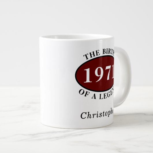 50パーソナライズされた誕生日1971年の誕生 ジャンボコーヒーマグカップ (正面右)