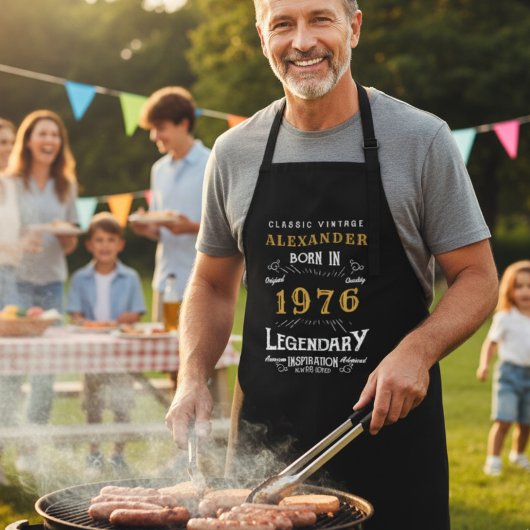 50パーソナライズされた誕生日1971生まれヴィンテージ黒 エプロン