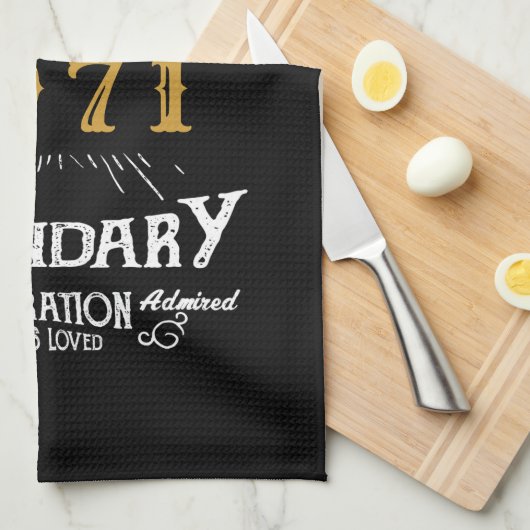 50パーソナライズされた誕生日1971生まれヴィンテージ黒 キッチンタオル (四つ折り)