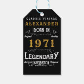 50パーソナライズされた誕生日1971生まれヴィンテージ黒 ギフトタグ (正面)