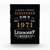 50パーソナライズされた誕生日1971生まれヴィンテージ黒 フォトブロック (正面)