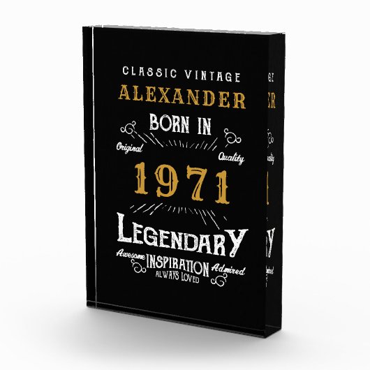 50パーソナライズされた誕生日1971生まれヴィンテージ黒 フォトブロック (右)