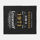 50パーソナライズされた誕生日1971生まれヴィンテージ黒 フリースブランケット (正面(横))