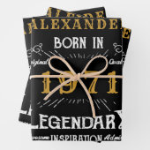 50パーソナライズされた誕生日1971生まれヴィンテージ黒 ラッピングペーパーシート (インサイチュ)