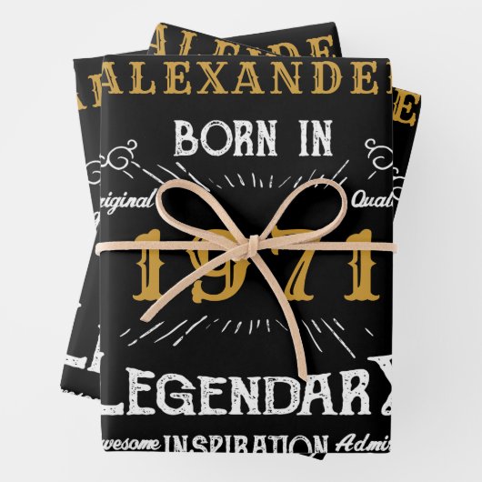 50パーソナライズされた誕生日1971生まれヴィンテージ黒 ラッピングペーパーシート (インサイチュ)