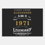 50パーソナライズされた誕生日1971生まれヴィンテージ黒 ラッピングペーパーシート (正面)