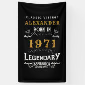 50パーソナライズされた誕生日1971生まれヴィンテージ黒 横断幕 (縦)