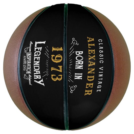 50パーソナライズされた誕生日1973モノグラム伝説 バスケットボール (縦)