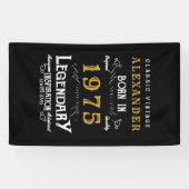 50パーソナライズされた誕生日1975生まれヴィンテージ黒 横断幕 (横)