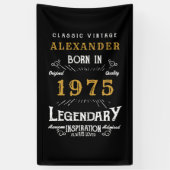 50パーソナライズされた誕生日1975生まれヴィンテージ黒 横断幕 (縦)