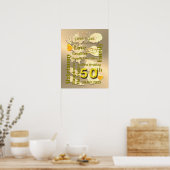 50パーソナライズされた金ゴールド結婚記念日 ポスター (キッチン)