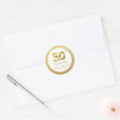 50パーソナライズされた金ゴールド結婚記念日 ラウンドシール (封筒)