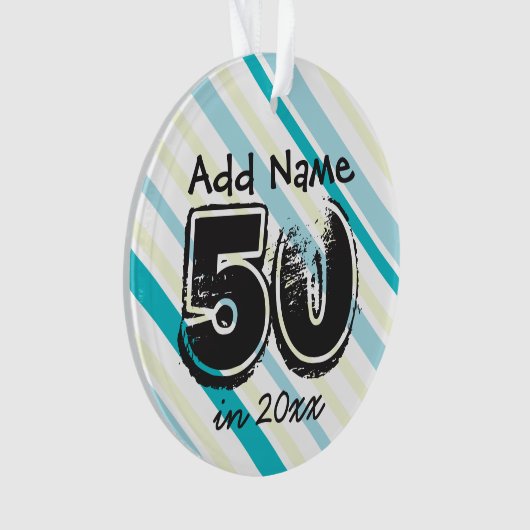 50パーソナライズされたth誕生日ホリデーキープサケ オーナメント (正面)