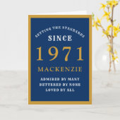 50パーソナライズされたth誕生日1971青金ゴールドシック カード (黄色い花)