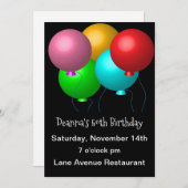 50パーティーの誕生日風船5つ 招待状 (正面/裏面)