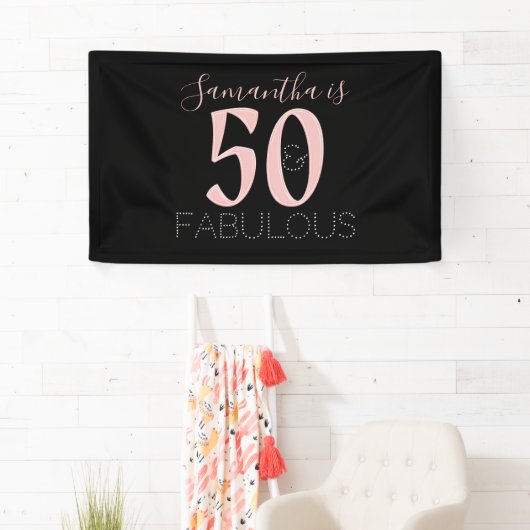 50ファブパーソナライズされたラスバラ金ゴールドブラック誕生日 横断幕 (インサイチュ)