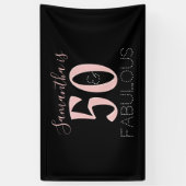 50ファブパーソナライズされたラスバラ金ゴールドブラック誕生日 横断幕 (縦)