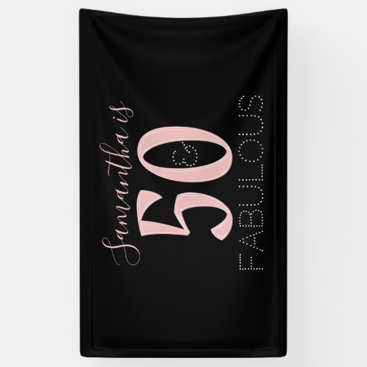 50ファブパーソナライズされたラスバラ金ゴールドブラック誕生日 横断幕 (縦)