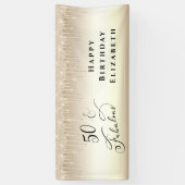 50ファブラスグリッターシャンパン金ゴールドバースデーパーティー 横断幕 (縦)