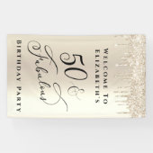 50ファブラスグリッターシャンパン金ゴールド誕生日 横断幕 (横)