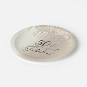 50ファブラスグリッター金ゴールドシャンパンバースデーパーティー ペーパープレート (アングル)