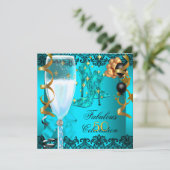 50ファブラスティール(緑がかった色)ブラック金ゴールド50thシャンパンパーティー 招待状 (スタンド正面)