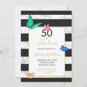 50ファブラス白黒ストライプマーブルバタフライ 招待状 (正面)