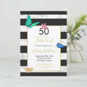 50ファブラス白黒ストライプマーブルバタフライ 招待状 (スタンド正面)