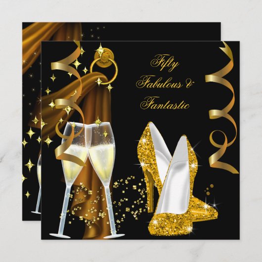 50ファブラス&ファンタスティックゴールデンシャンパンパーティー 招待状 (正面/裏面)
