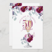 50ファブルシャンパーニュフローラ誕生日招待状 招待状 (正面/裏面)