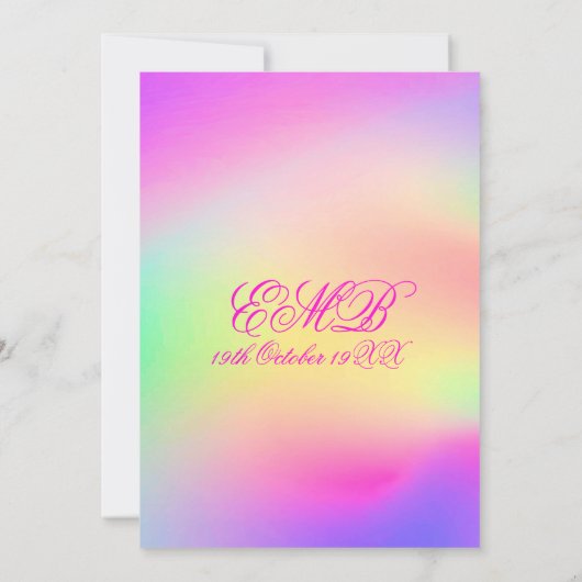 50ファブルレインボー絞り染めピンクシック誕生日 招待状 (裏面)